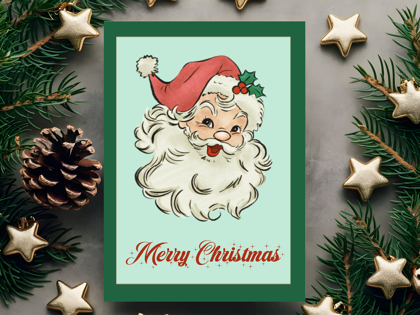 Santa Christmas Card 5x7 inch (Print from home)